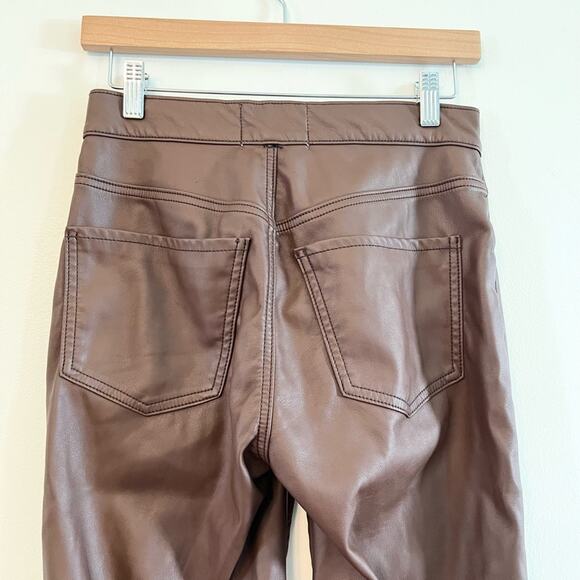 Revive revolve brown faux leather 909 High Street pants straight flare  fall - Picture 7 of 15